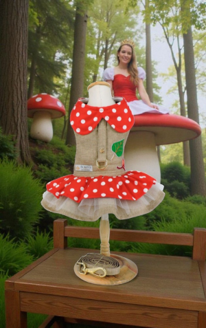 Vestido Princesa Cogumelo 
com guia.