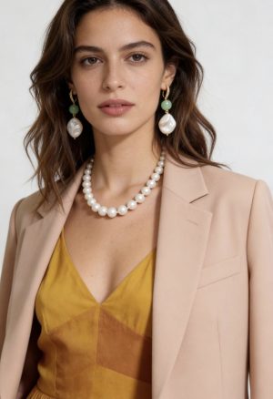 Colar de Perolas Shell com opção de brinco