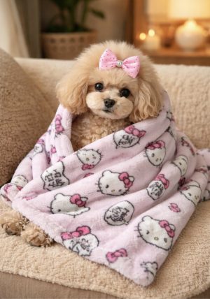 Mantinha em tecido fleece 
Hello Kitty