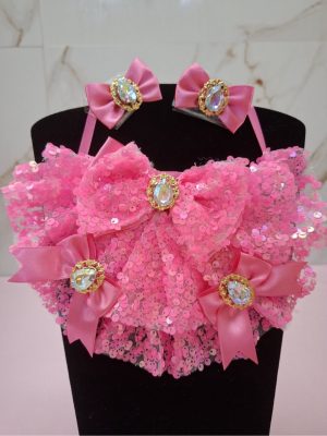 Bandana Luxo em Paete Pink