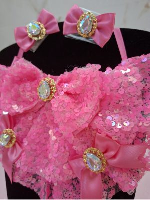 Bandana Luxo em Paete Pink